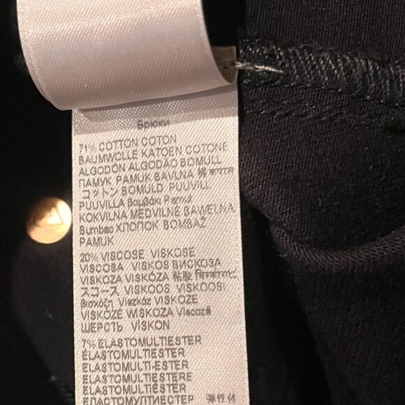 7 For All Mankind High Waist HW Cropped Straight Black Coated Jeans BLACK Sz 29 - Picture 8 of 8